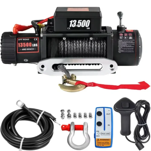 VEVOR 12V Electric Winch 13500LBS, Truck/ATV Winch with Synthetic Rope & Wireless Remote, for 4X4 Off-Road Trailer Jeep Recovery