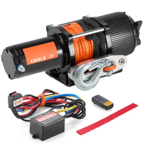 SucceBuy 4500lbs ATV/UTV Electric Winch 12V DC with 39 ft Synthetic Rope Wireless & Wired RemoteControl IP55 Waterproof for Jeep