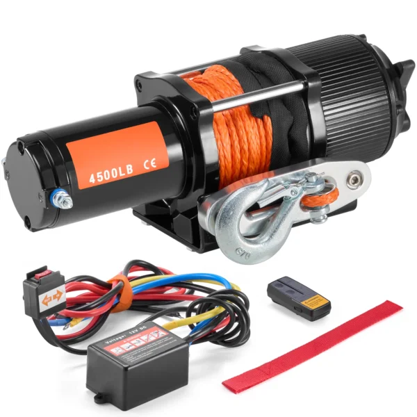 SucceBuy 4500lbs ATV/UTV Electric Winch 12V DC with 39 ft Synthetic Rope Wireless & Wired RemoteControl IP55 Waterproof for Jeep
