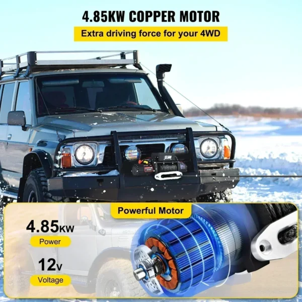 Sihao 13500LBS Electric Truck Winch 12vElectric Winch ATV Synthetic Rope with Remote Control forTowing SUV Car Trailer ATV Truck