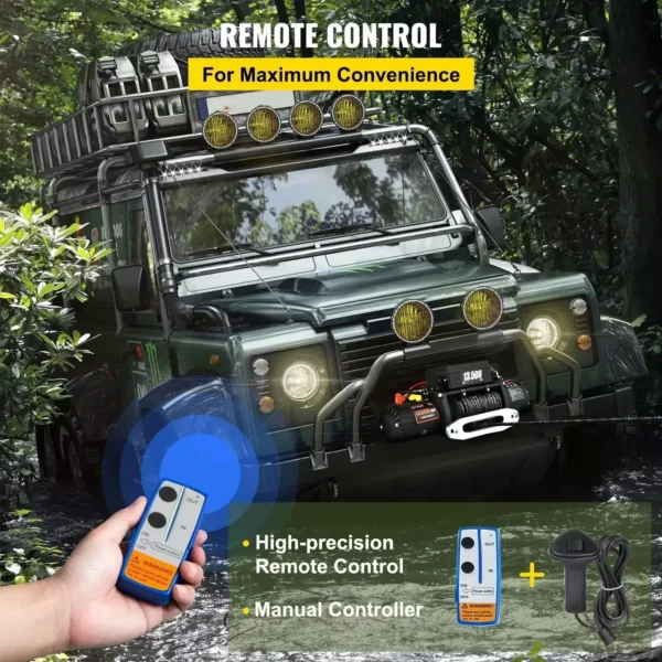 VEVOR 12V Electric Winch 13500LBS, Truck/ATV Winch with Synthetic Rope & Wireless Remote, for 4X4 Off-Road Trailer Jeep Recovery