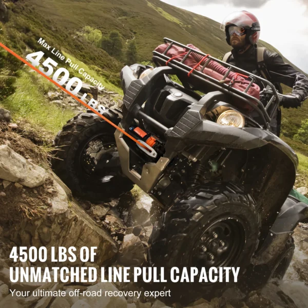 SucceBuy 4500lbs ATV/UTV Electric Winch 12V DC with 39 ft Synthetic Rope Wireless & Wired RemoteControl IP55 Waterproof for Jeep