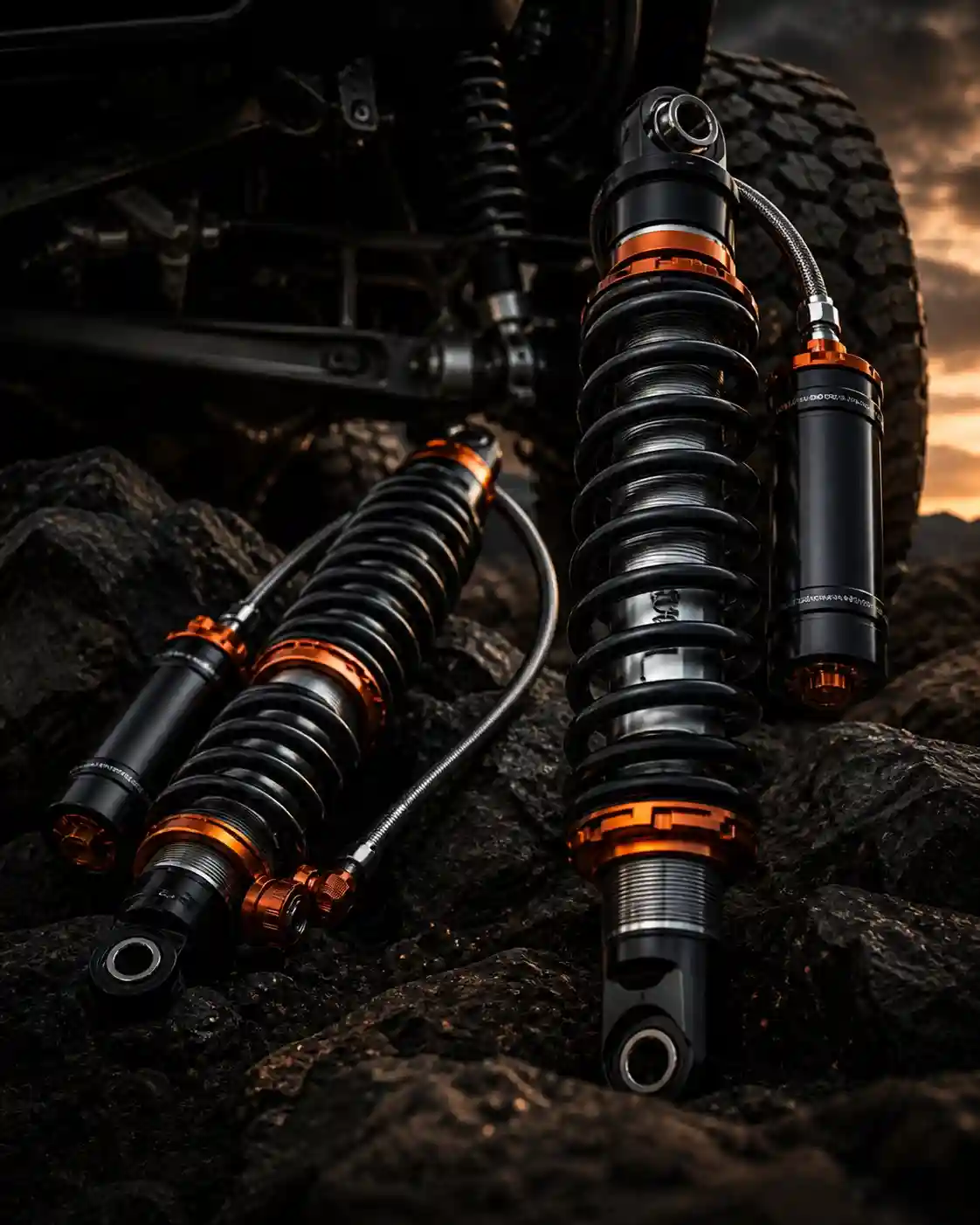 Off-road coilover shocks for lifted 4x4 suspension upgrades