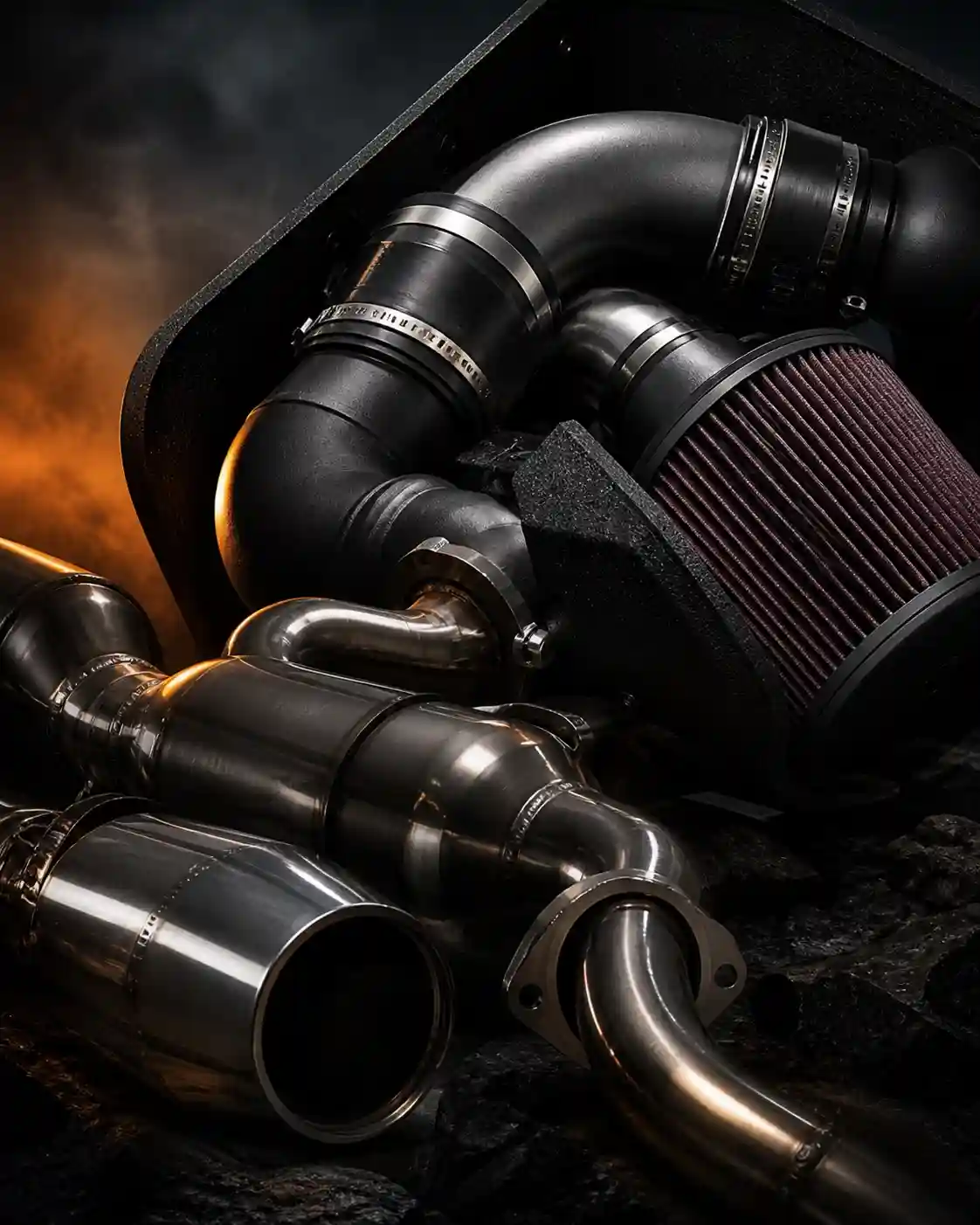Performance intake and exhaust parts for off-road vehicles