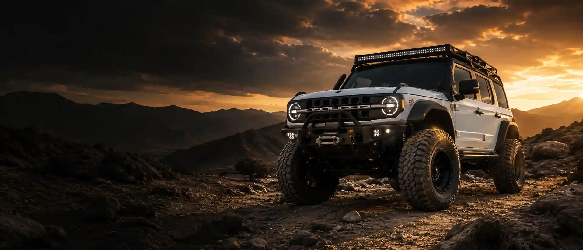 Lifted off-road SUV on rocky trail for overlanding and trail rig build guide